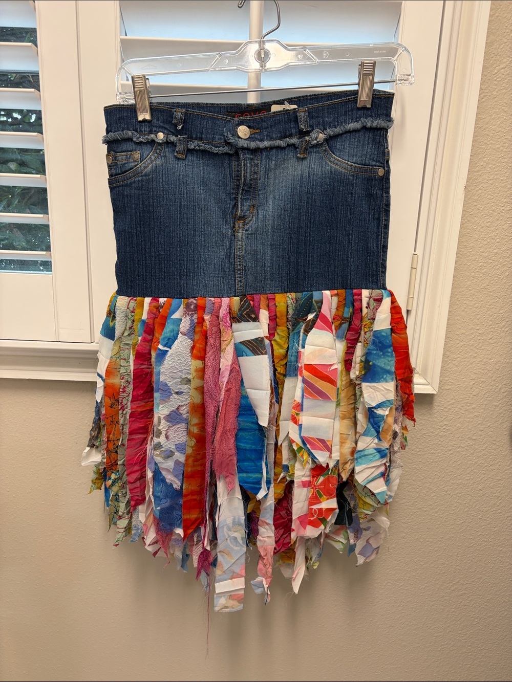Boho Fringe Patchwork Denim Skirt - Multicolor